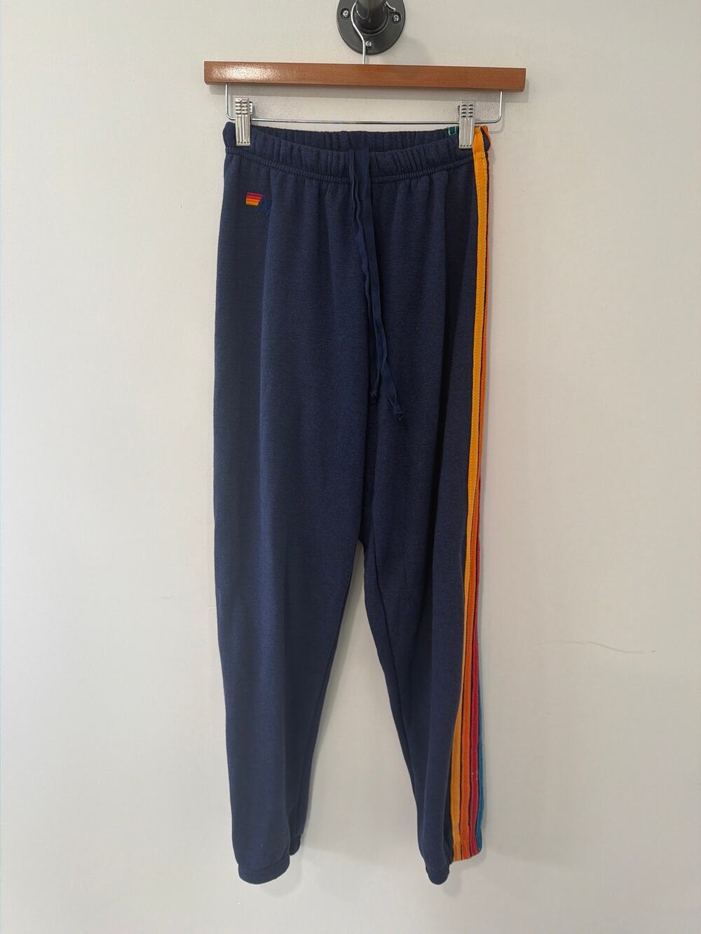NWT Aviator Nation Sweatpants 5 Stripe Navy Blue Size XS